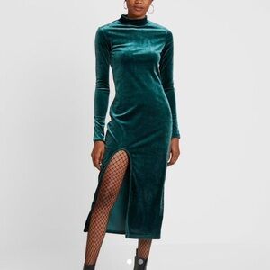 Green velour dress